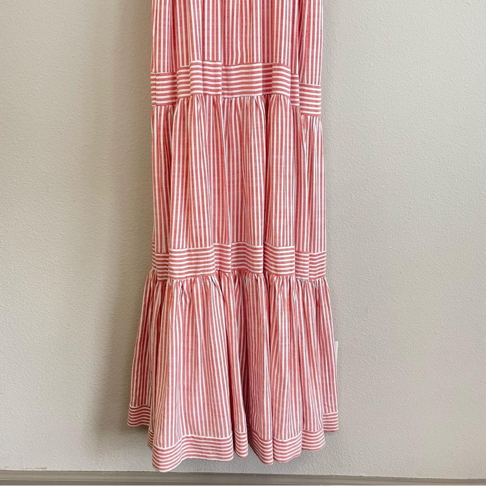 By Together Striped Tie Shoulders Tiered Maxi Dress Size Small - Picture 9 of 11